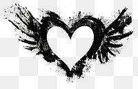 PNG Heart with wings shape brush stroke symbol black illustration.