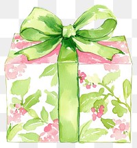 PNG Christmas gift box watercolor green pink.