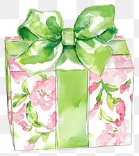 PNG Christmas gift box watercolor design green.