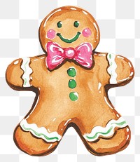 PNG Christmas Gingerbread Cookie gingerbread cookie watercolor.