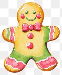 PNG Christmas Gingerbread Cookie gingerbread cookie watercolor.