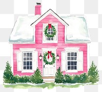 PNG Christmas house christmas watercolor green.