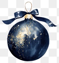 PNG Indigo christmas bauble watercolor ornament gold.