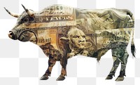 PNG Bull with money bull illustration investment.