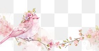 PNG Cute pink bird and white lace art illustration watercolor.