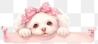 PNG Puppy with pink and white lace puppy illustration animal.