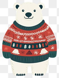 PNG Polar bear wearing sweater illustration christmas winter.