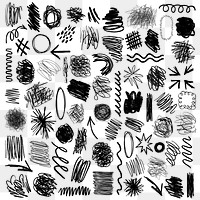 PNG abstract black scribble set, transparent background