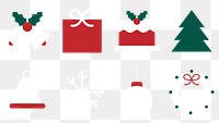 PNG geometric Christmas flat illustration set, transparent background