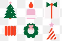 PNG geometric Christmas flat illustration set, transparent background