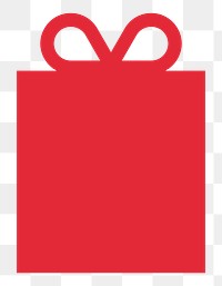 Red gift box  png Christmas flat illustration, transparent background