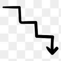 PNG Zigzag arrow downward trend, transparent background