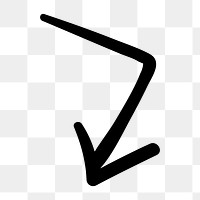 PNG Black arrow pointing downward, transparent background