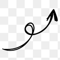 PNG Curved arrow with loop, transparent background