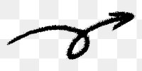 PNG Curved black arrow loop, transparent background