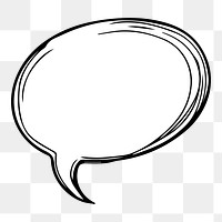 Comic speech bubble png black outline, transparent background