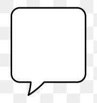 Square speech bubble png outline element, transparent background