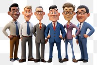 PNG 3d render cartoon style of a diverse businessmen adult white background togetherness. 