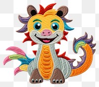 PNG Felt stickers of a single chinese dragon embroidery handicraft applique.