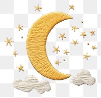 PNG Embroidery pattern moon tranquility. 