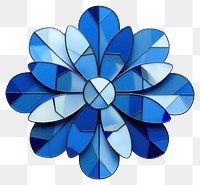 PNG Mosaic tiles of blue flower jewelry brooch shape.