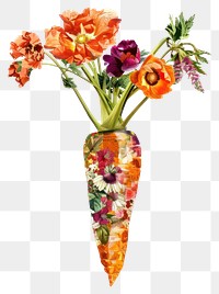 PNG Flower Collage carrot flower vegetable pattern.