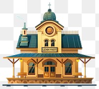 PNG Cartoon of train station architecture building house.