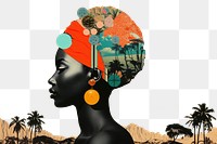 PNG Collage Retro dreamy african art portrait painting.