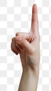 PNG Finger up hand white background gesturing.
