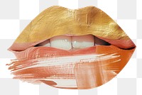 PNG Beauty lips with a gold brush stroke lipstick art cosmetics.