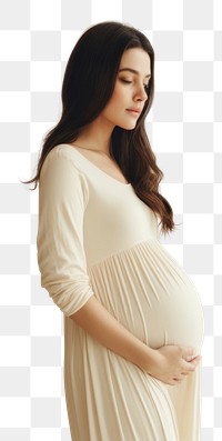 PNG  Cream dress mockup fashion pregnant portrait.