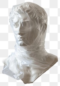PNG  Plastic wrapping over classical statue white representation creativity.