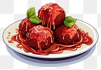 PNG  Spagetti meatballs dessert food condiment.