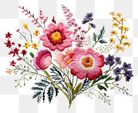 PNG  Bouquet of flowers in embroidery style pattern plant inflorescence.