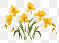 PNG  Doffodil in embroidery style daffodil flower plant.