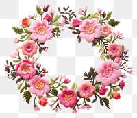 PNG  Floral wreath in embroidery style pattern inflorescence arrangement.