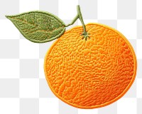 PNG  Orange fruit in embroidery style plant food leaf.