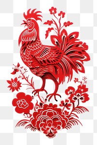 PNG Paper cuttings decoration chicken pattern.