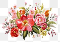 PNG Bouquet in embroidery style pattern flower plant.
