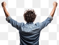 PNG Young man cheering open arms adult back white background. AI generated Image by rawpixel.