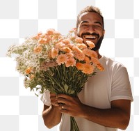PNG  Flower bouquet photography cheerful portrait. AI generated Image by rawpixel.