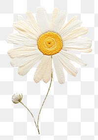 PNG Embroidery of daisy pattern flower petal.