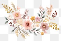 PNG Embroidery of floral wreath pattern stitch art.