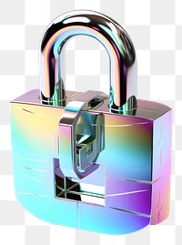 PNG  Lock iridescent white background protection security.