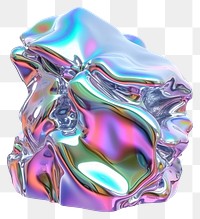 PNG  Melt computer metal iridescent gemstone jewelry white background.