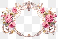 PNG Art nouveau frame border flower rose pattern.