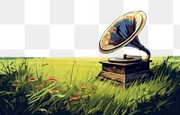 PNG Gramophone in the middle of grass field outdoors music plant. AI generated Image by rawpixel.