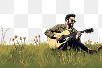 PNG Man playing acoustic guitar in the middle of grass field music musician adult. 