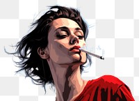 PNG  Skinny woman smoking adult smoke creativity. AI generated Image by rawpixel.