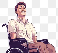 PNG  Wheelchair smiling sitting adult. AI generated Image by rawpixel.